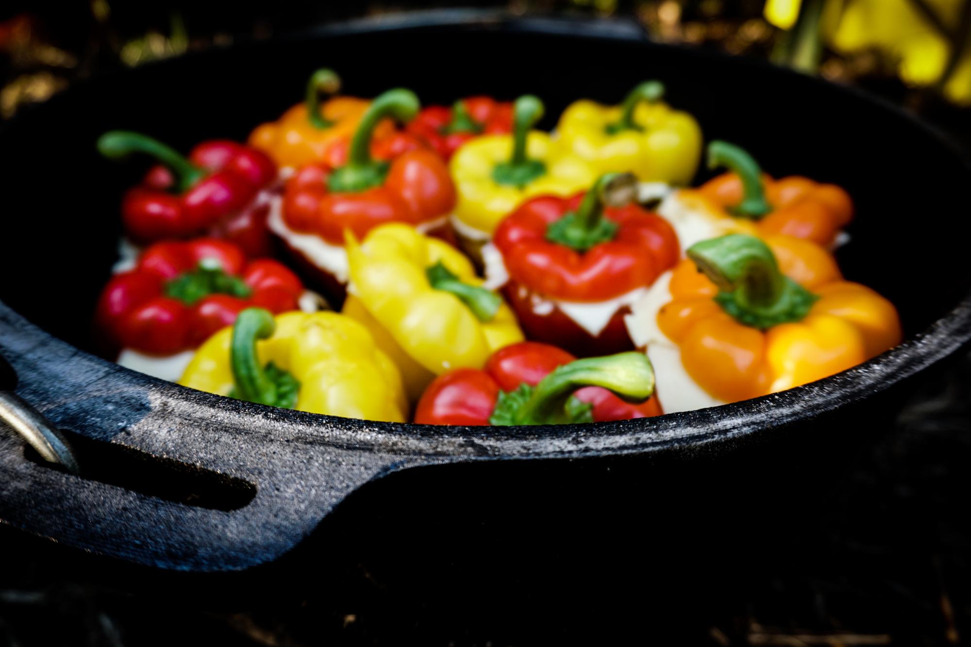 Pan with seared vegetables and sauce