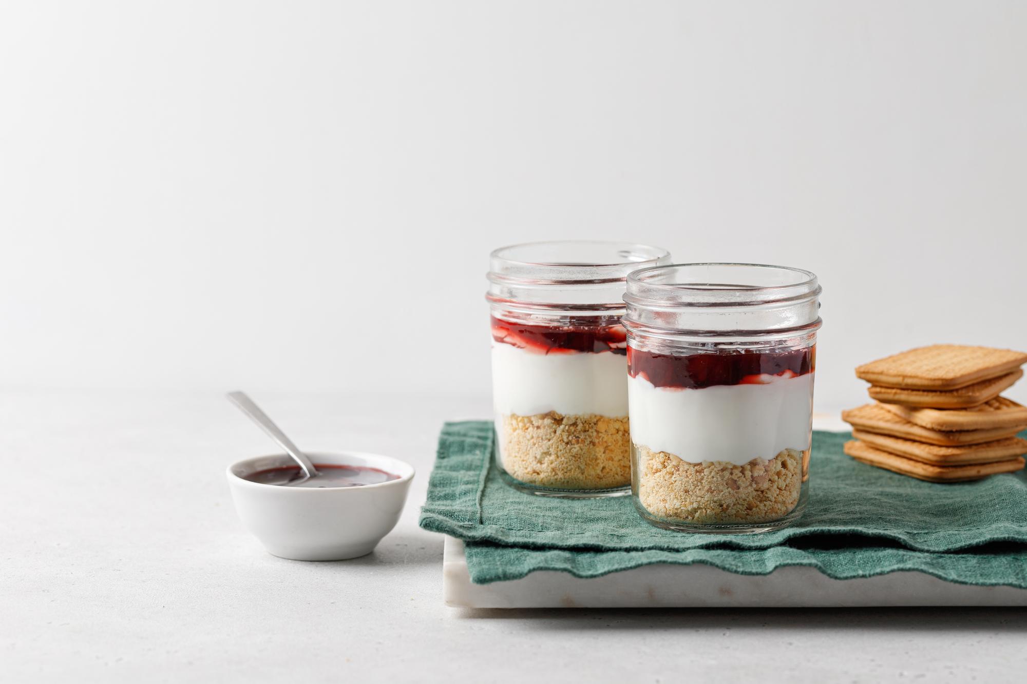 Simple dessert served in a jar